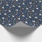 Donkerblauwe Kerstgans met Figgy Pudding Cadeaupapier (Hoek)