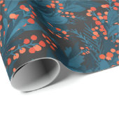 Donkerblauwe kerstgarland cadeaupapier (Rol Hoek)