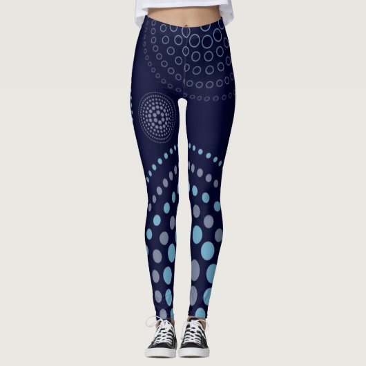 Donkerblauwe kleur Gedrukte Leggings broek (Voorkant)