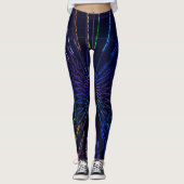 Donkerblauwe kleurige fractaalstructuur leggings (Voorkant)