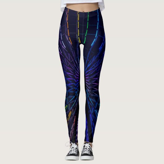 Donkerblauwe kleurige fractaalstructuur leggings (Voorkant)