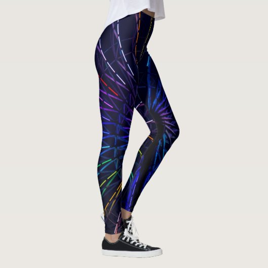 Donkerblauwe kleurige fractaalstructuur leggings (Rechts)