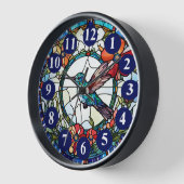 Donkerblauwe kolibrie Glas in lood Vogelklok (Hoek)