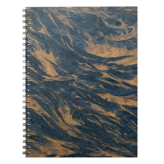 Donkerblauwe koperstroom Abstracte textuur Notitieboek (Voorkant)