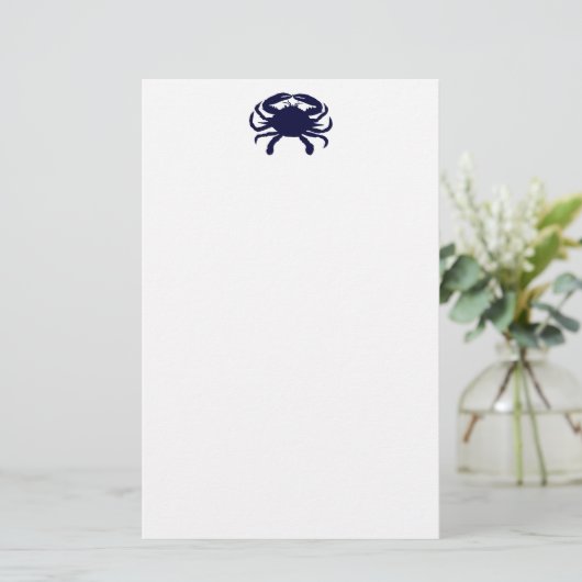 Donkerblauwe krab briefpapier (Staand voorkant)
