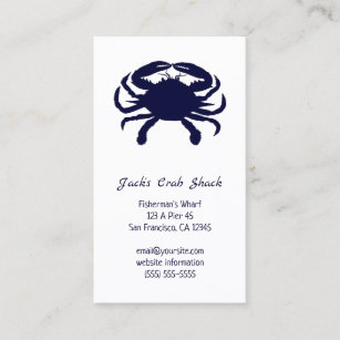 Donkerblauwe krab Silhouet Vis Restaurant Visitekaartje