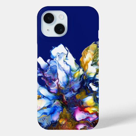 Donkerblauwe, levendige Abstracte vloeiende kunst Case-Mate iPhone Case (Achterkant)