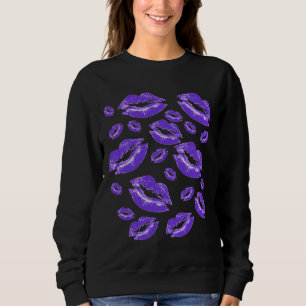 Donkerblauwe lippenprint Flirterig leuk Trui