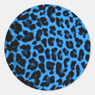 Donkerblauwe luipaard afdrukken ronde sticker