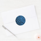 Donkerblauwe luipaard afdrukken ronde sticker (Envelop)