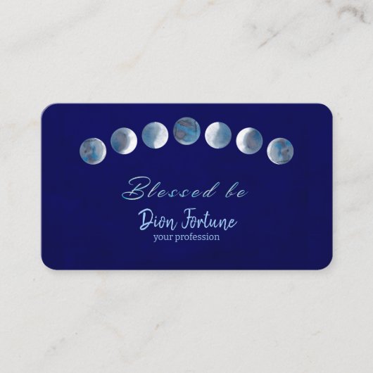 Donkerblauwe maanfasen worden gezegend visitekaartje (Voorkant)