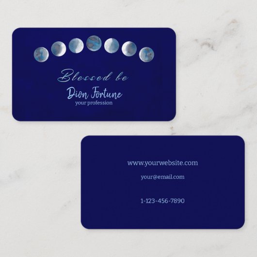 Donkerblauwe maanfasen worden gezegend visitekaartje (Voorkant / Achterkant)