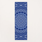 Donkerblauwe Mandala Bloemige Medaillon Yogamat (Voorkant)