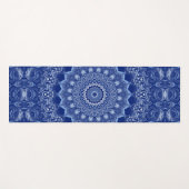 Donkerblauwe Mandala Bloemige Medaillon Yogamat (Voorkant (horizontaal))