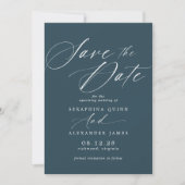Donkerblauwe marine | Modern Elegant Jewel Tone Br Save The Date (Voorkant)