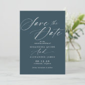 Donkerblauwe marine | Modern Elegant Jewel Tone Br Save The Date (Staand voorkant)