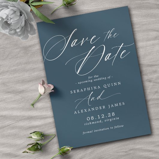 Donkerblauwe marine | Modern Elegant Jewel Tone Br Save The Date