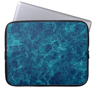 Donkerblauwe marmer laptop sleeve