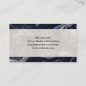 Donkerblauwe marmer | Visitekaartje van textiel (Achterkant)