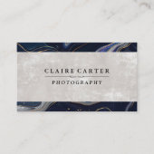 Donkerblauwe marmer | Visitekaartje van textiel (Voorkant)