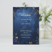 Donkerblauwe marmeren achtergrond met rustieke blo kaart (Staand voorkant)