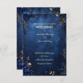 Donkerblauwe marmeren achtergrond met rustieke blo kaart (Voorkant / Achterkant)