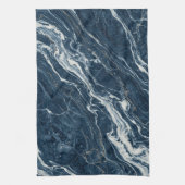 Donkerblauwe Marmeren Elegante Minimalistische Sti Theedoek (Verticaal)