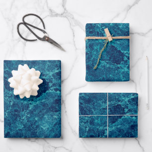 Donkerblauwe marmertextuur inpakpapier vel