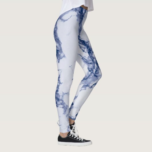 Donkerblauwe marmertextuur leggings (Rechts)