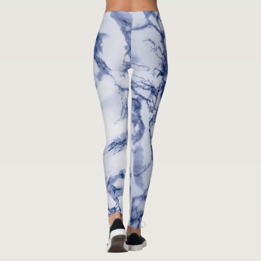 Donkerblauwe marmertextuur leggings (Achterkant)