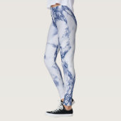 Donkerblauwe marmertextuur leggings (Links)