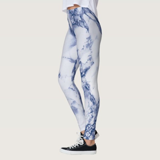 Donkerblauwe marmertextuur leggings (Links)