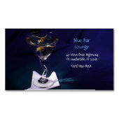 Donkerblauwe Martini Bar & Lounge Magnetisch Visitekaartje (Voorkant)