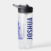 Donkerblauwe met stoomtrein volle naam waterfles (Rechts)