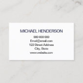 Donkerblauwe, minimalistische moderne visitekaartj visitekaartje (Achterkant)