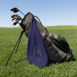 Donkerblauwe Minimalistische Monogram Beginletters Golfhanddoek