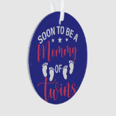 Donkerblauwe moeder wordt van tweeling ornament (voorkant)