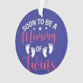 Donkerblauwe moeder wordt van tweeling ornament (voorkant)