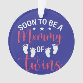 Donkerblauwe moeder wordt van tweeling ornament