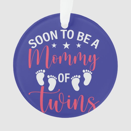 Donkerblauwe moeder wordt van tweeling ornament (voorkant)