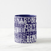 Donkerblauwe Mok met overal herhaalde namen (Midden)