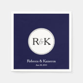 Donkerblauwe monogram bruiloft servetten (Voorkant)