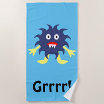 Donkerblauwe monster - Beach Towel