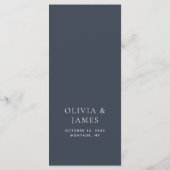 Donkerblauwe Moody Botanische Overlay Bruiloft Menu (Achterkant)