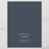 Donkerblauwe Moody Botanische Overlay Bruiloft Menu (Achterkant)