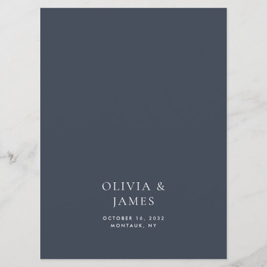 Donkerblauwe Moody Botanische Overlay Bruiloft Menu (Achterkant)