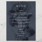 Donkerblauwe Moody Botanische Overlay Bruiloft Menu (Voorkant)