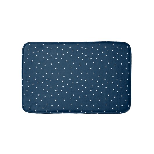 Donkerblauwe Mopige Verspreide Stippen Badmat (Voorkant)