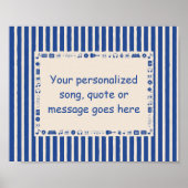 Donkerblauwe muzieknootposter - aangepaste tekst c poster (Voorkant)