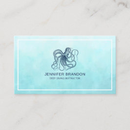 Donkerblauwe nautische octopus visitekaartje